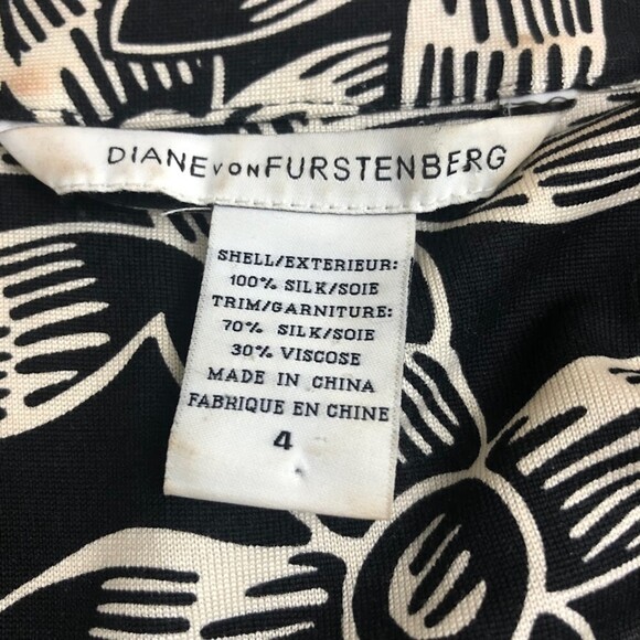 Vintage Diane von Furstenberg Women’s Silk Collared Slip On Dress Size 4 - Picture 6 of 13